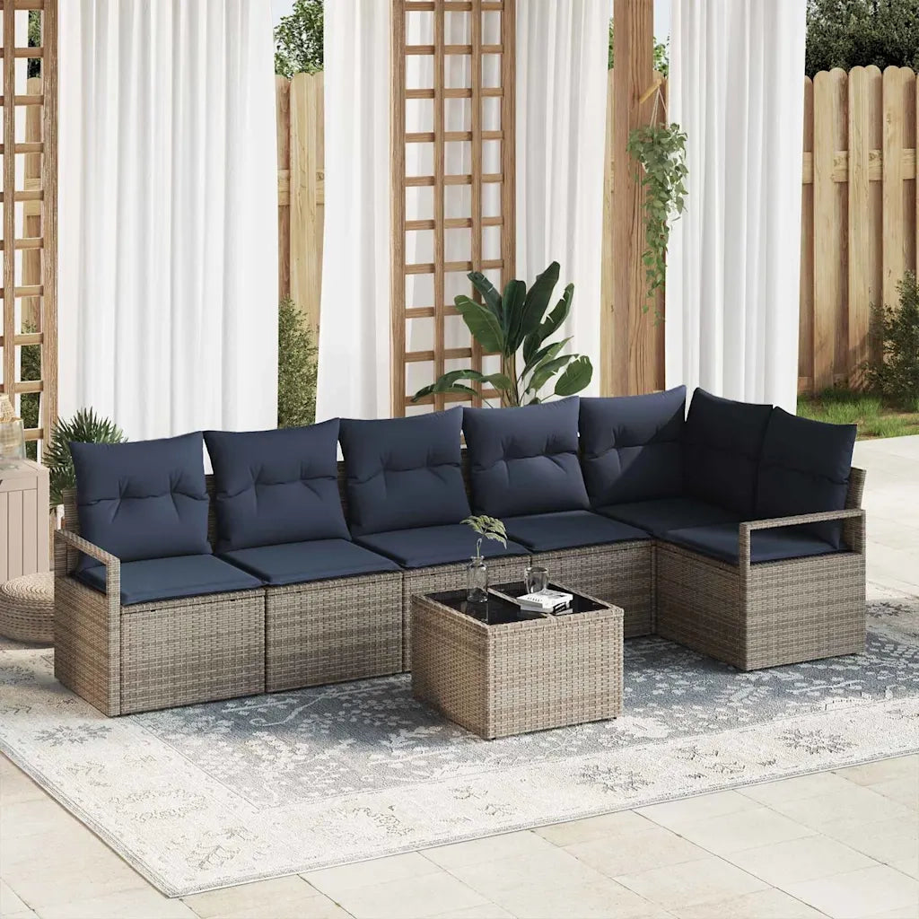 Set di divani 7 pcs Grigio polyrattan 3346415