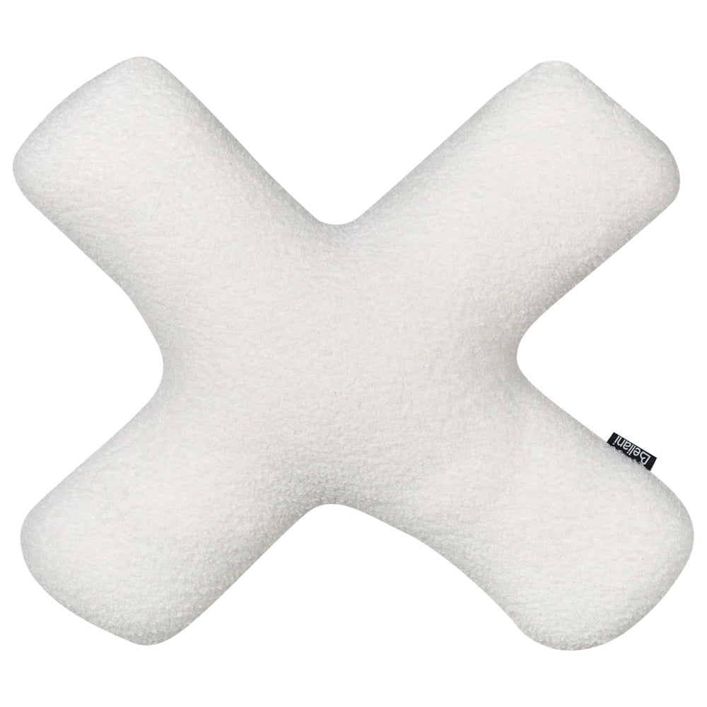 Set di 2 cuscini a forma di lettera in tessuto orsacchiotto bianco XO