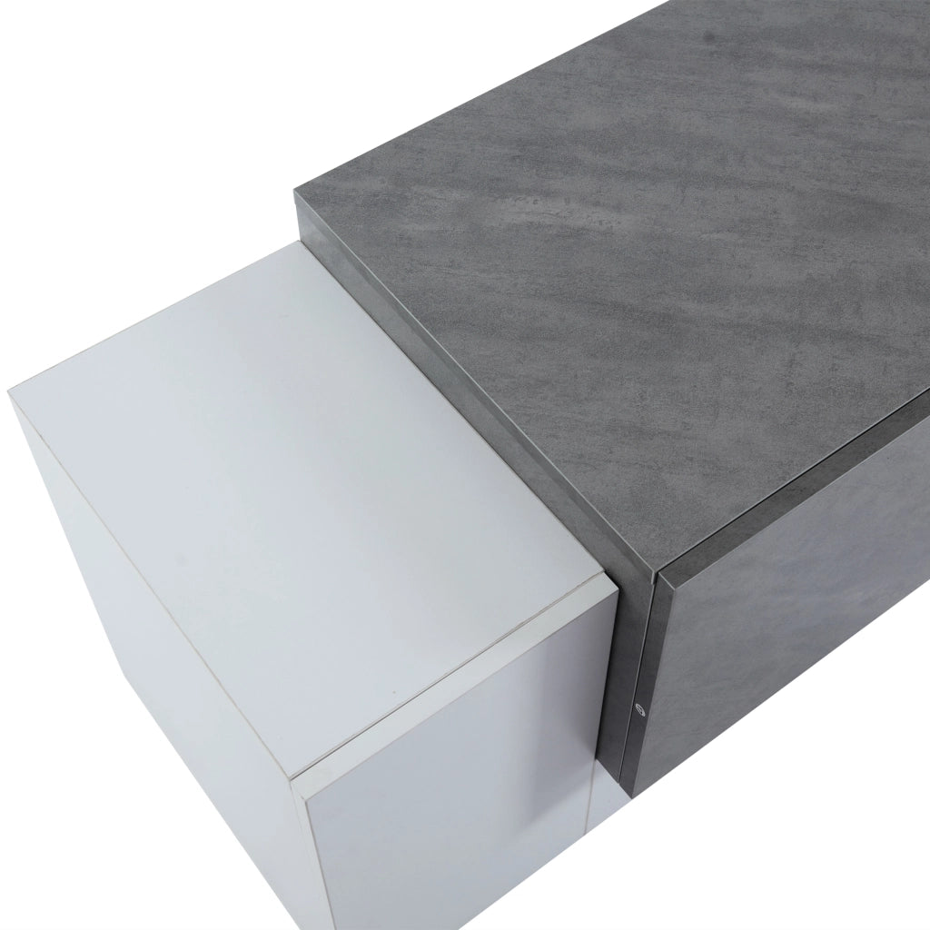 MOBILE TV 180x40x46,5 cm MDF Bianco e Grigio con LED e 4 ante