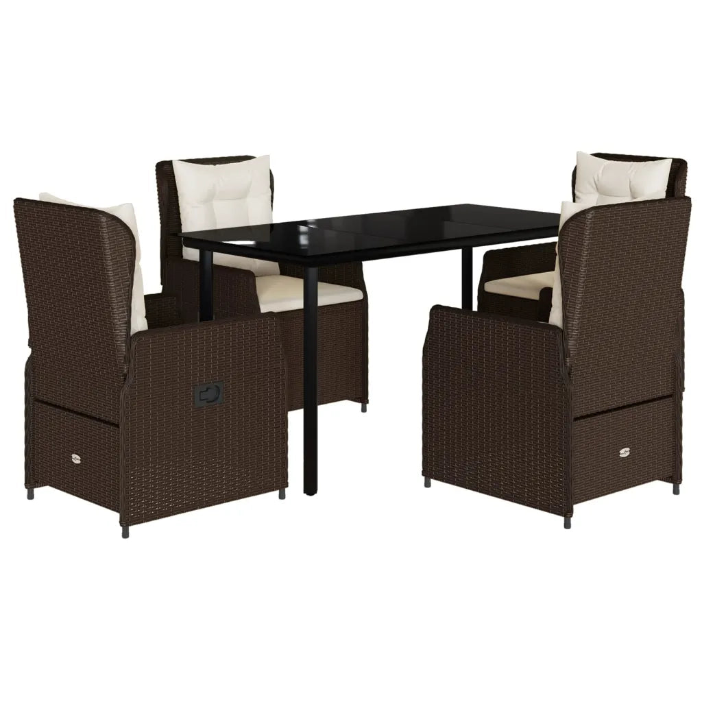 Set da Pranzo da Giardino 5pz con Cuscini in Polyrattan Marrone 3262849