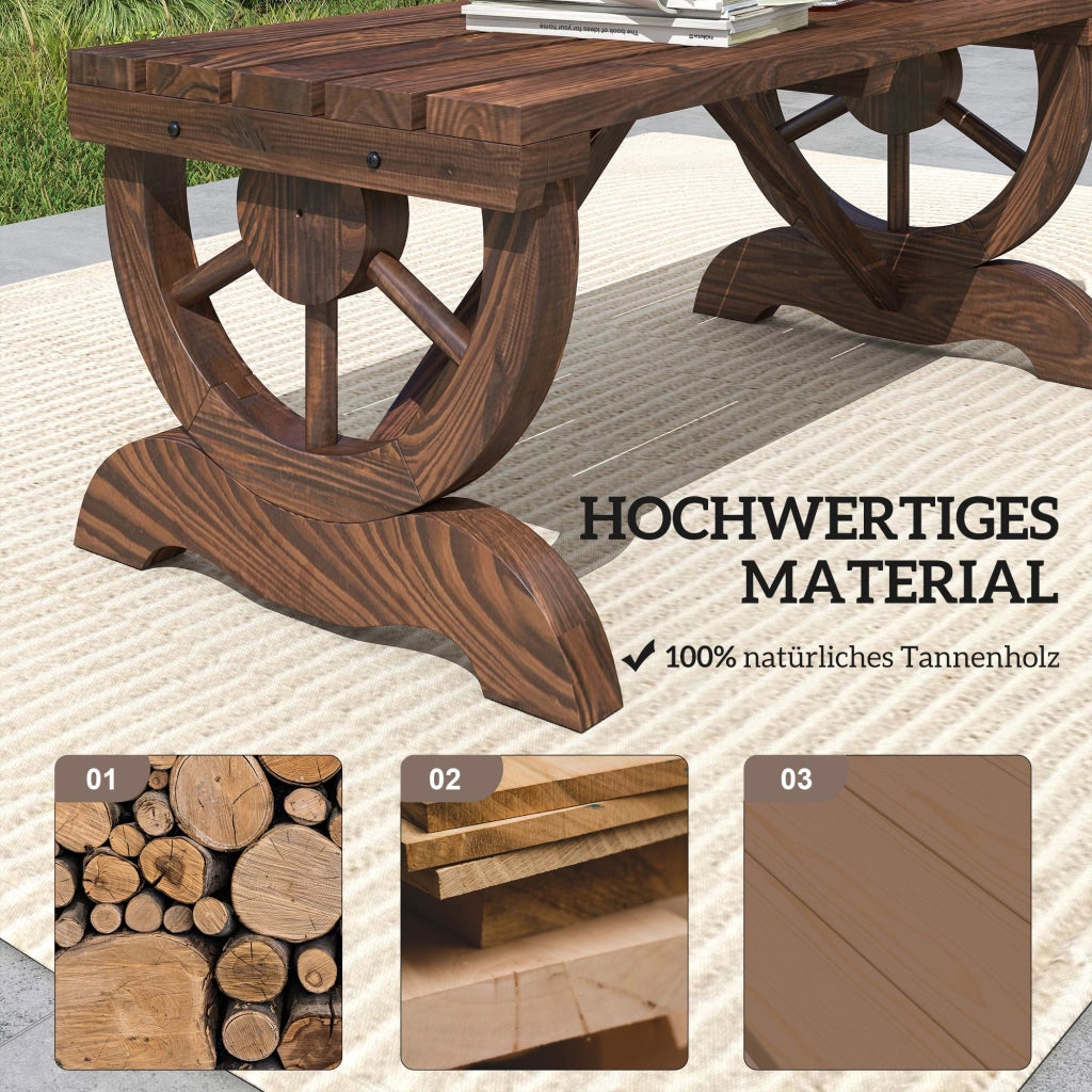 Panchina da giardino in legno naturale resistente alle intemperie; stile rustico; 98 x 50 x 39;5 cm; mobili da esterno pratici
