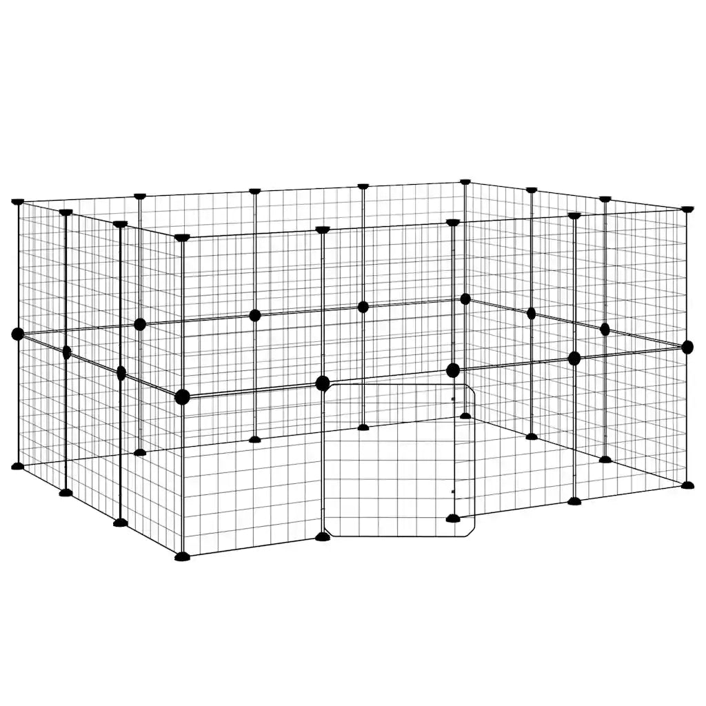 Gabbia per Animali 28 Pannelli con Porta Nero 35x35 cm Acciaio CFW9838248