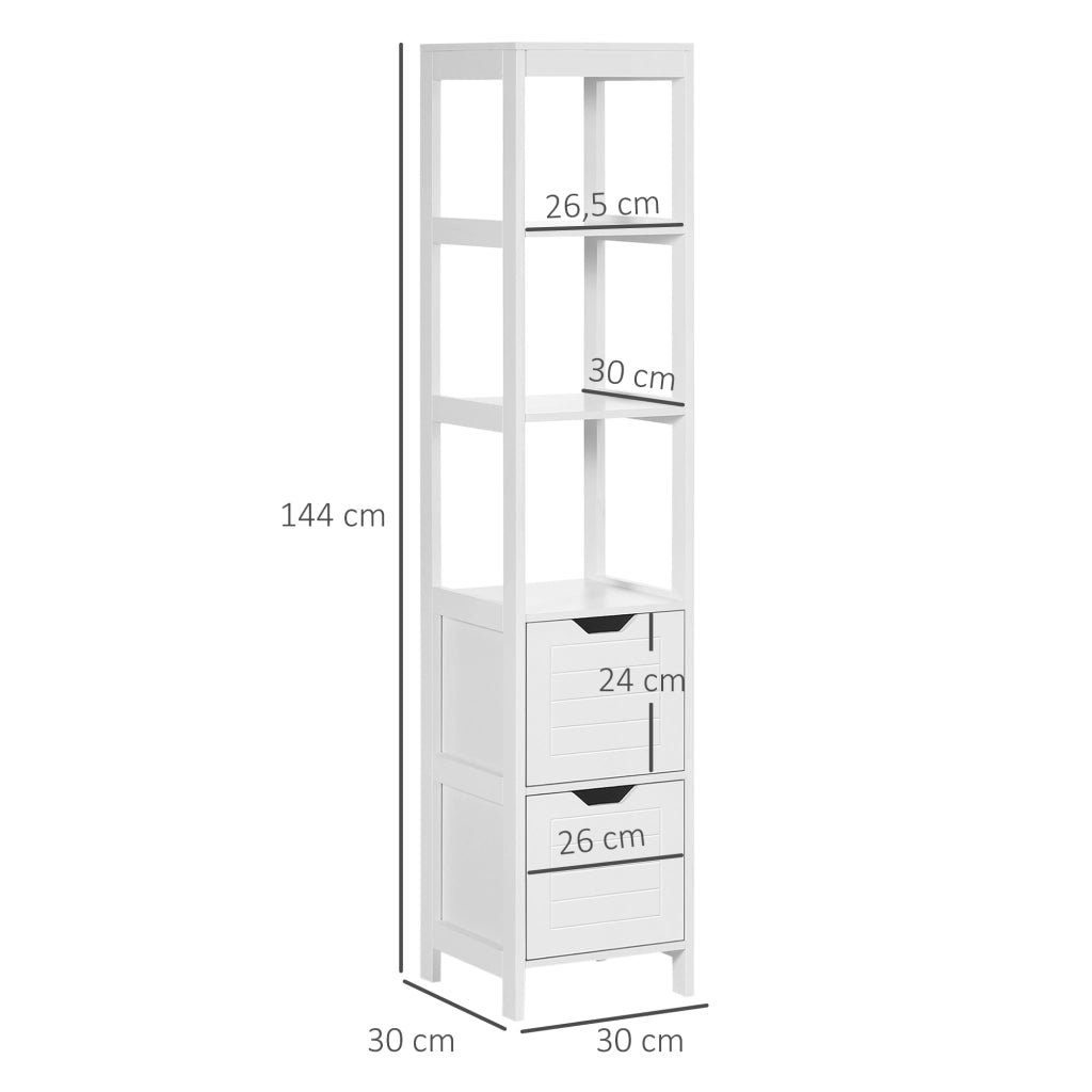 Cassettiera con ripiani aperti e cassetti ¨C Minimal ¨C 30x30x144 cm Bianco