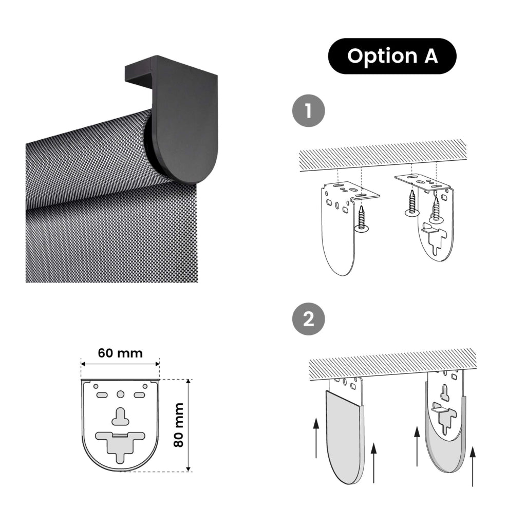 Tende a Rullo Motorizzate Screen Premium con finiture in alluminio Tessuto Tecnico con Motore e Telecomando  Grigio Scuro 200x250 cm