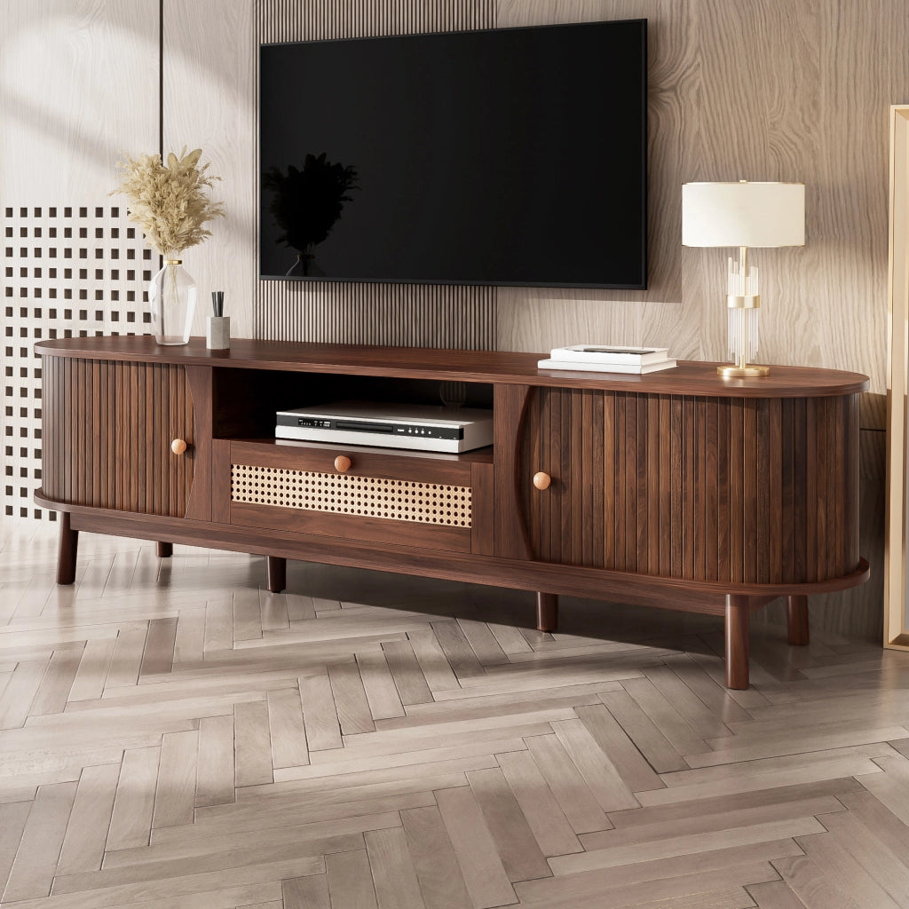 MOBILE TV con Ante e Cassetti 165x37x46 cm MDF Noce