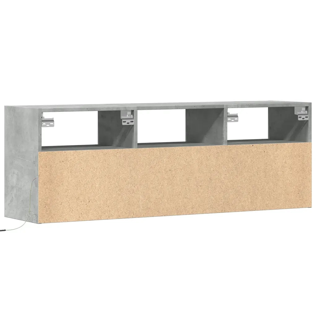 Mobile TV a Parete con Luci LED-Mobile TV a Muro Grigio Cemento 130x31x45 cm