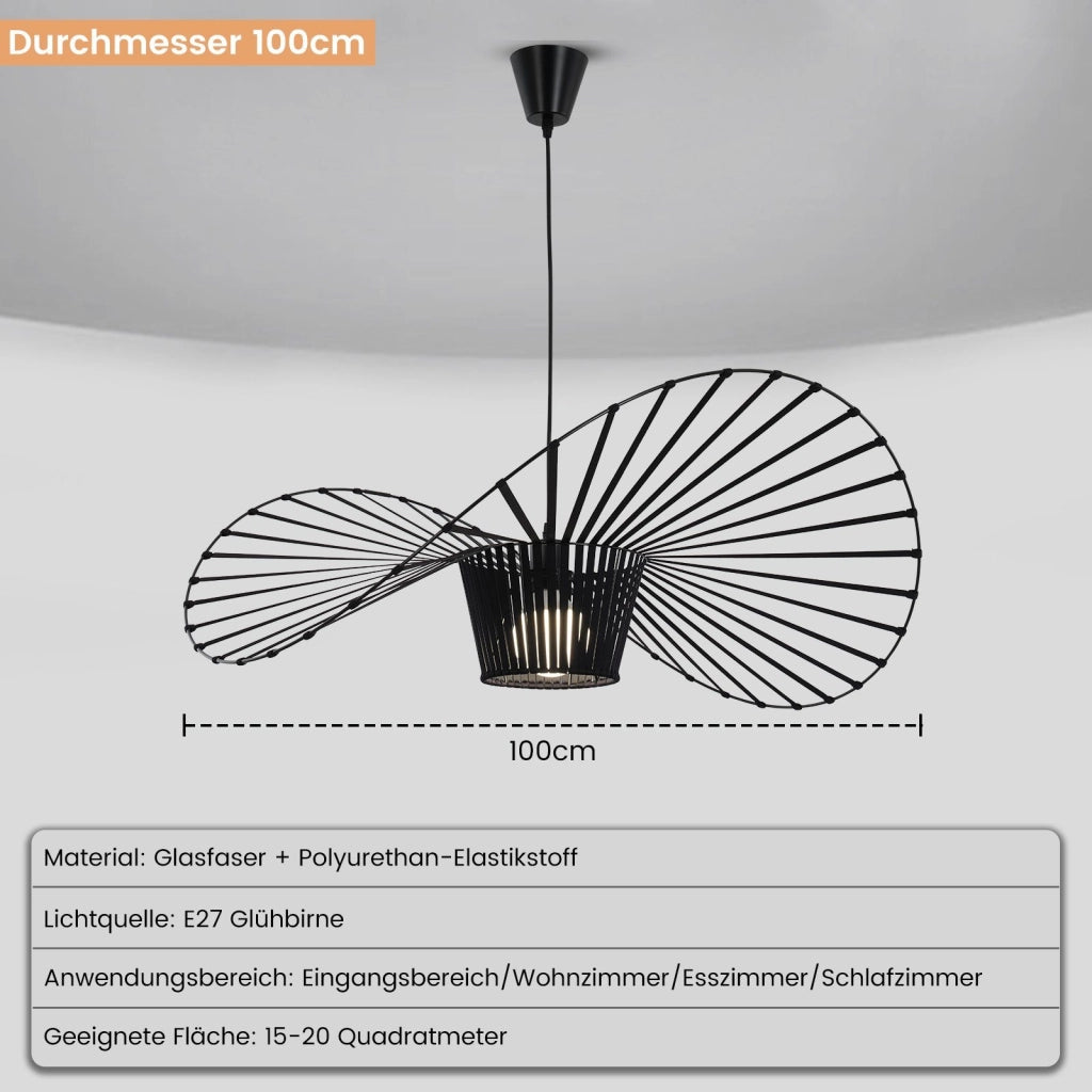 ZMH Lampada a Sospensione Moderna a LED Nero E27 100 cm per Sala da Pranzo