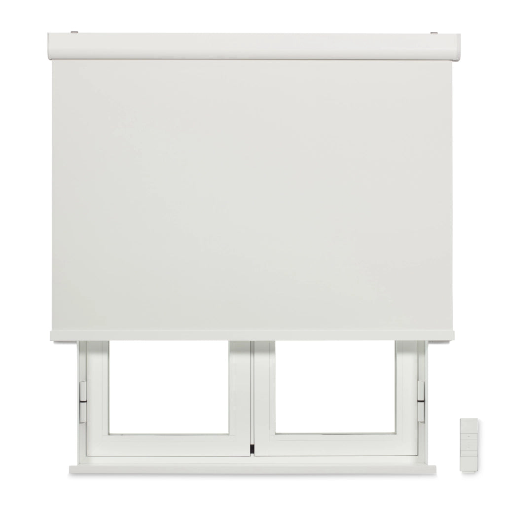VIEWTEX Tenda a rullo motorizzata con cassetto Oscurante/Termico Bianco 75 X 190cm - Made in Europe - 5 anni di garanzia