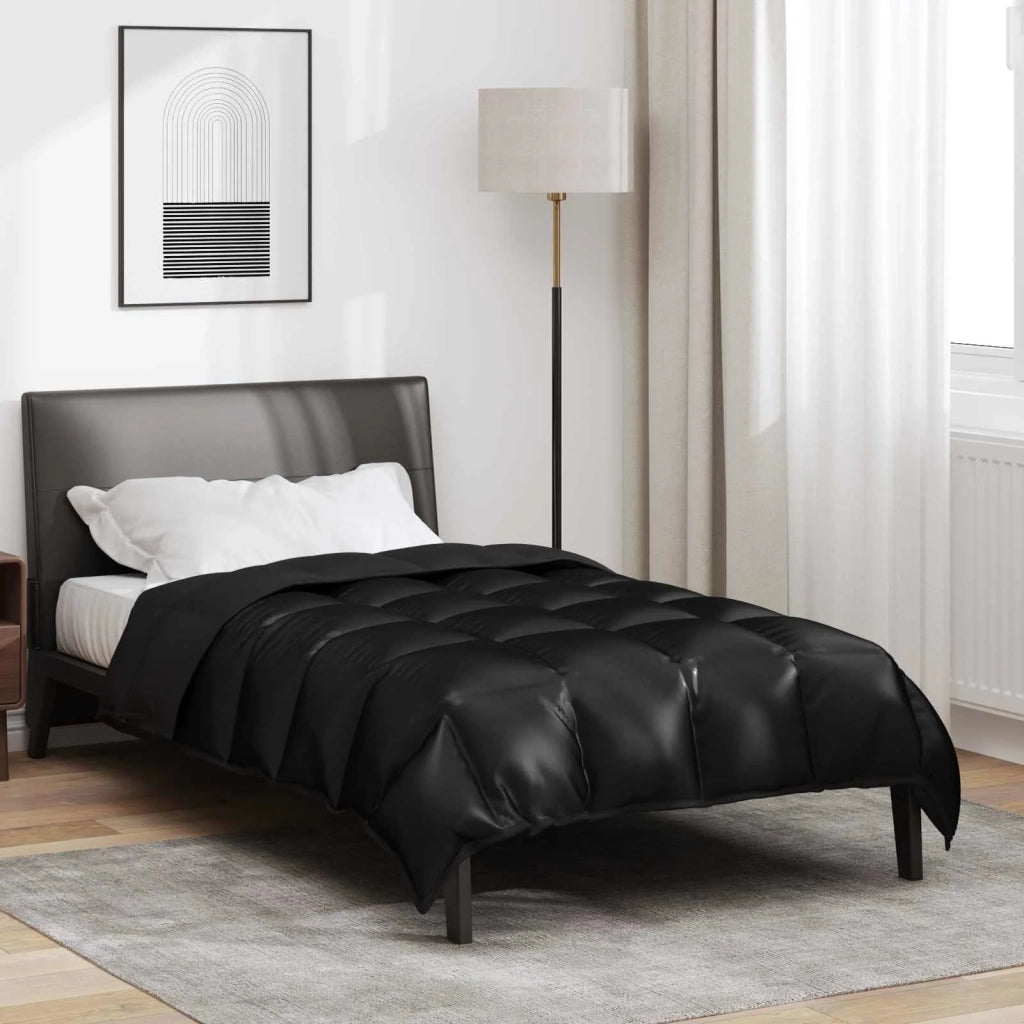 Piumone | Duvet Invernale Nero 140 x 220 cm Satin e Micropile