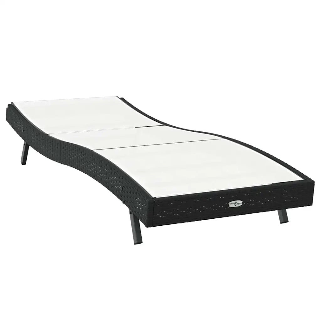Lettino da sole Nero e Bianco 197 x 70 x 82 cm polyrattan