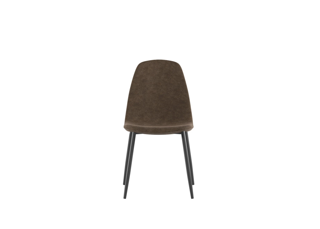Sedia Brigitte in Similpelle Moka Vintage con Struttura in Metallo Antracite - Seduta Imbottita Design Moderno Industrial - 4 Pezzi
