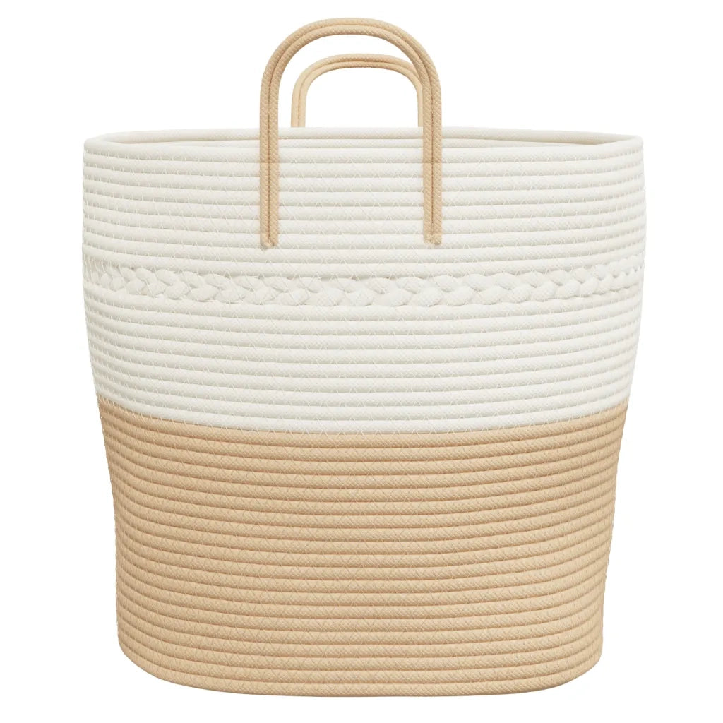 Cestino Portaoggetti Beige e Bianco Ø43x38 cm in Cotone 358487