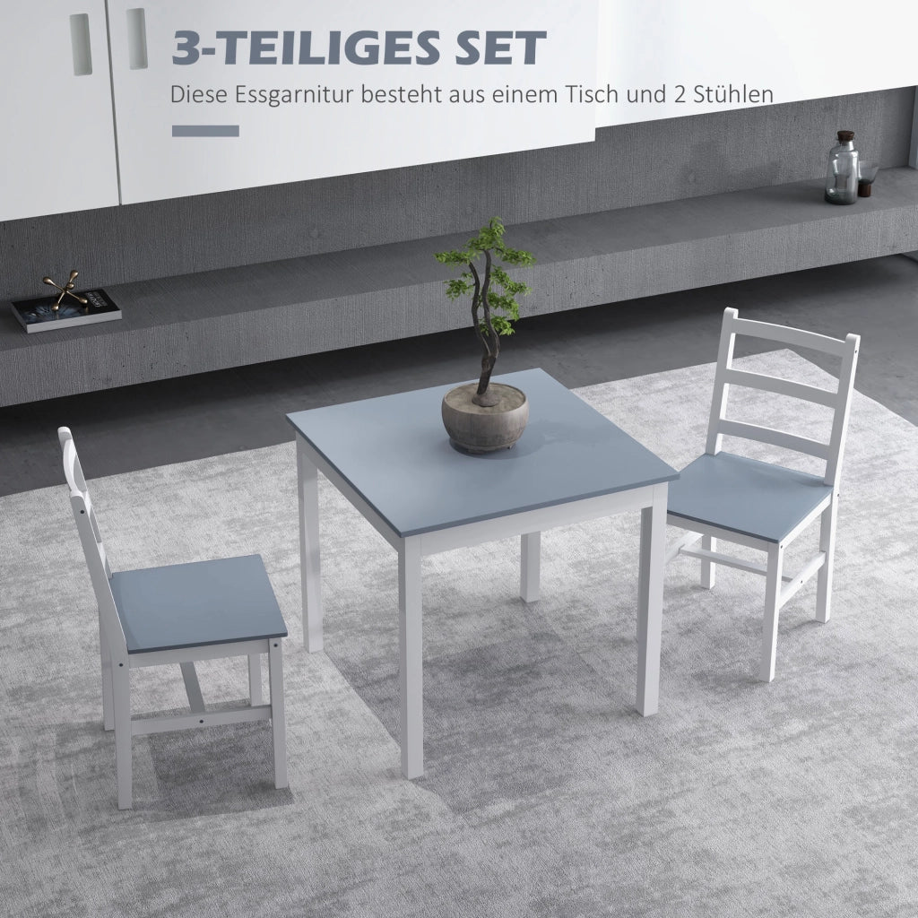 Tavolo da pranzo allungabile con sedie ¨C zephmum ¨C bianco grigio legno