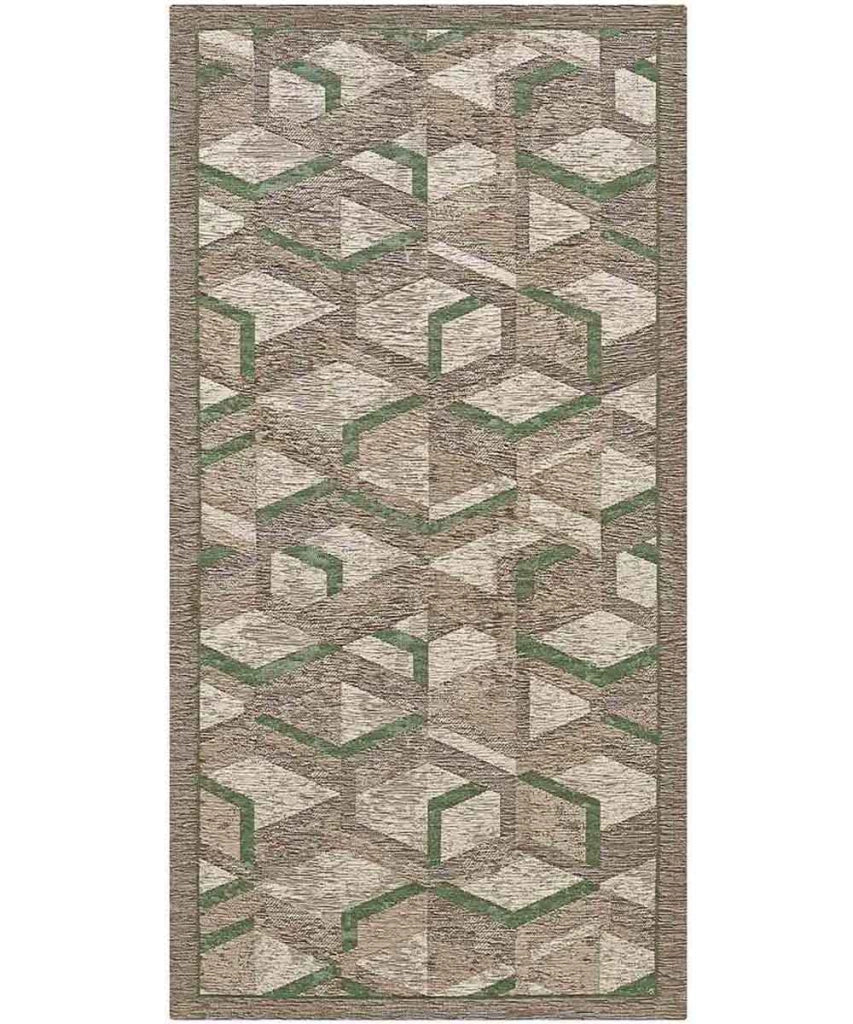 Tappeto HYPNOTIC marrone verde cm.55x240 moderno geometrico multiuso lavabile antiscivolo
