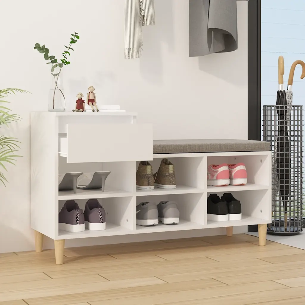 Scarpiera Bianca 102x36x60 cm in Legno Multistrato 821204