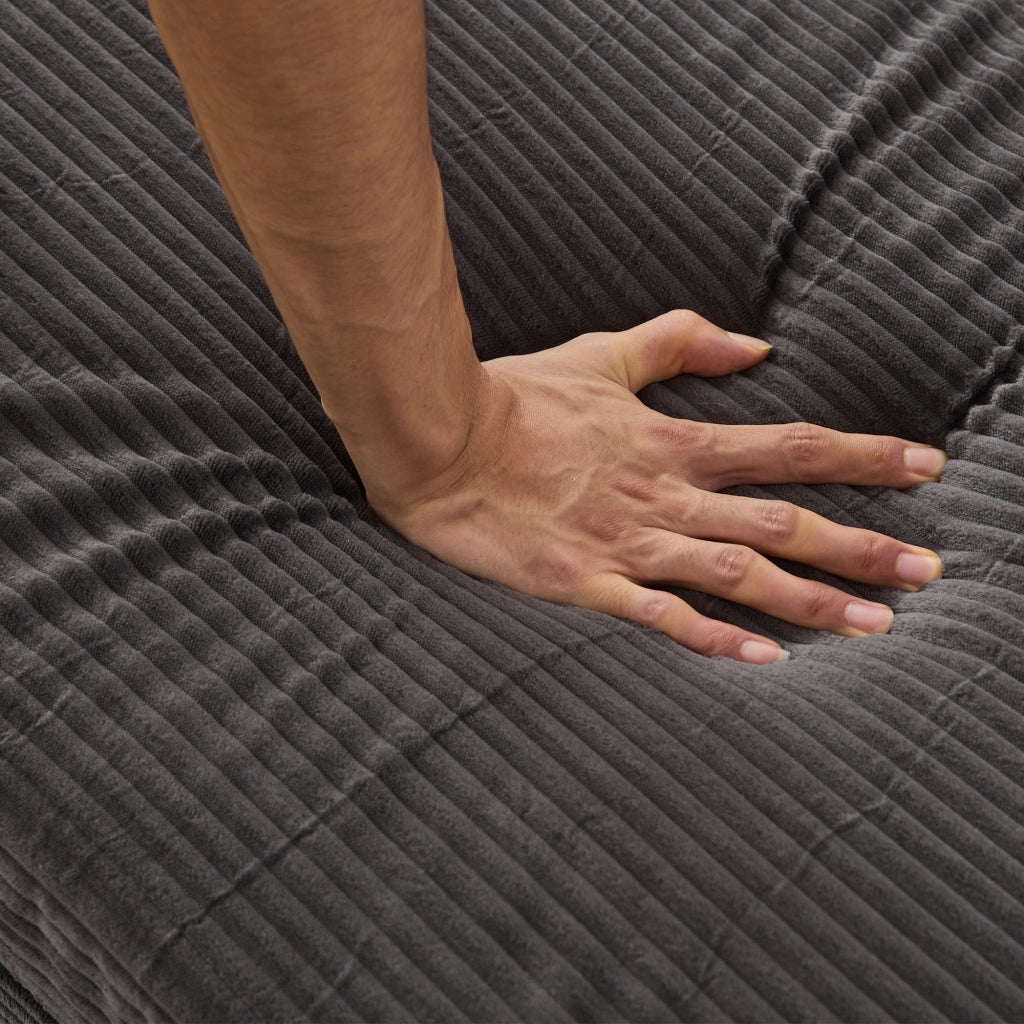 Chaise longue con contenitore e Cuscini in Tessuto a coste Grigio