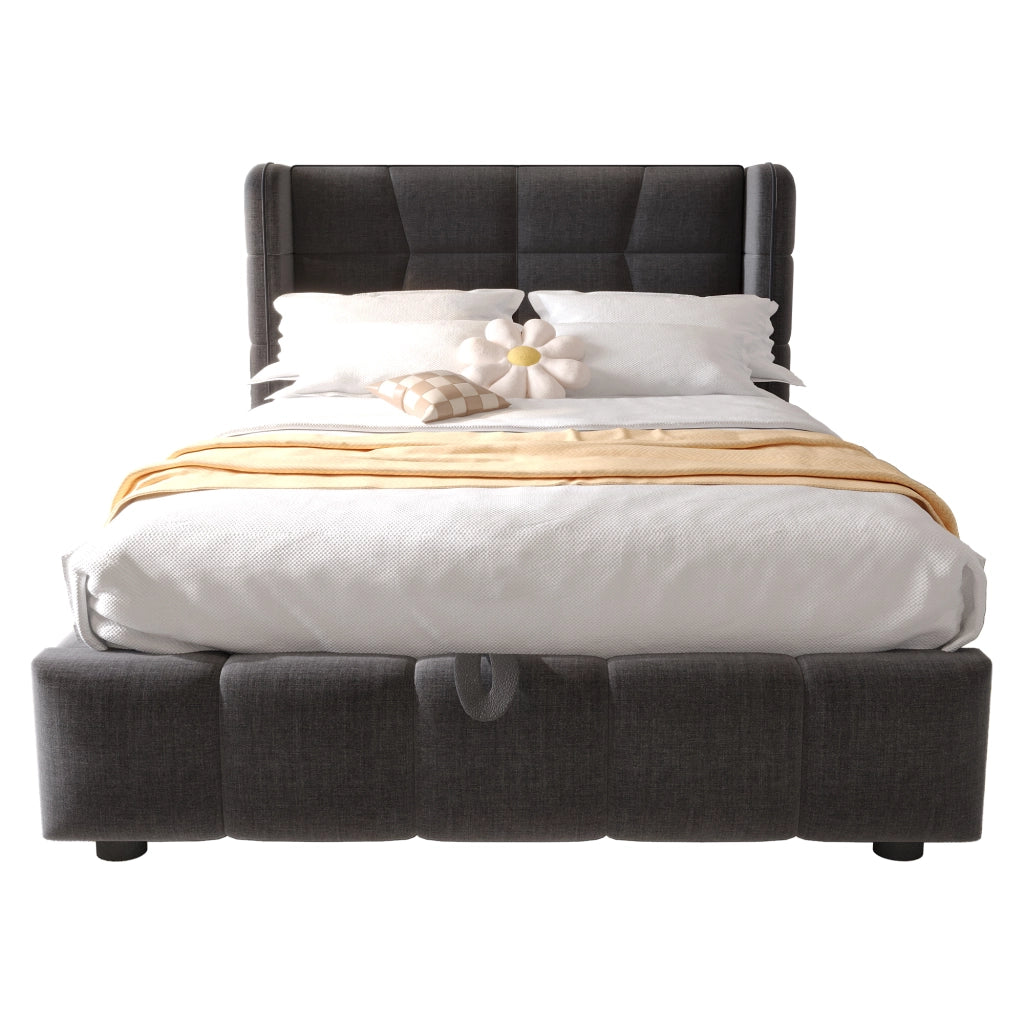 letto imbottito tessuto grigio 90 x 200 cm