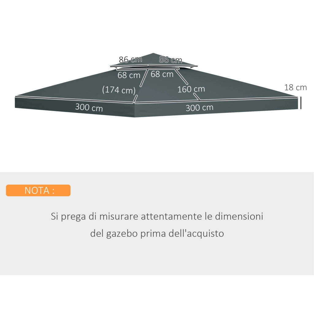 Tetto Gazebo 3x3m 2 Livelli ¨C Minimal ¨C Grigio Antracite