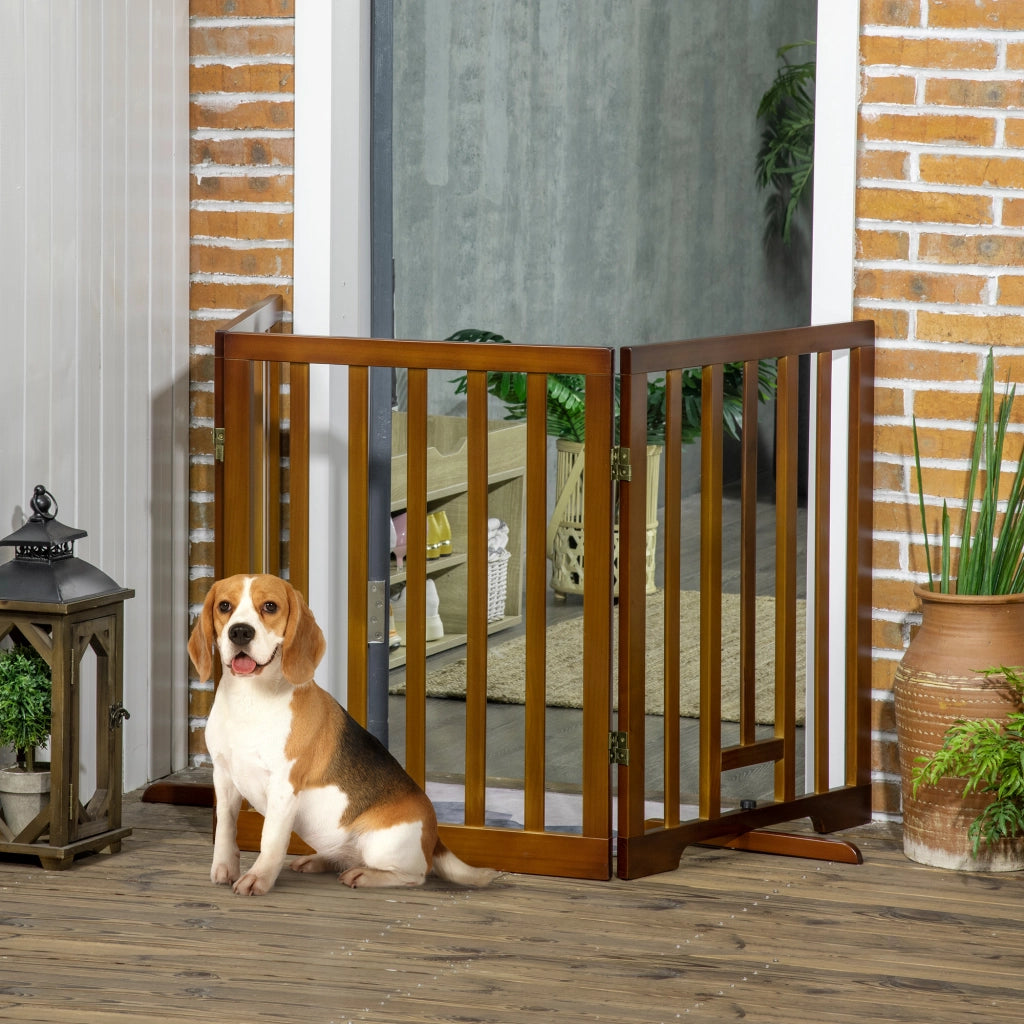 Cancello per Cani Pieghevole 3 Pannelli ¨C Zephmum ¨C Legno Pino Marrone Scuro 181x35x76 cm