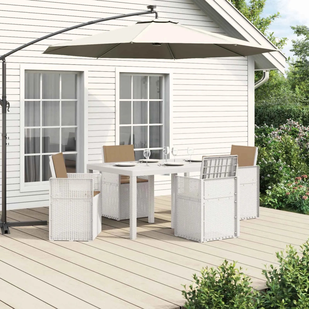 Set da Pranzo per Giardino 5 pcs Bianco e Tortora PP