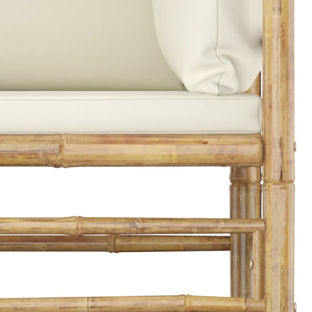Set Divani da Giardino 6 pz con Cuscini Bianco Crema in Bambù 3058191