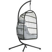 Poltrona a dondolo sospesa ¨C Minimal ¨C Grigio, polyrattan, con cuscini