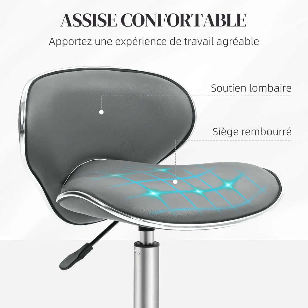 Sgabello da lavoro con rotelle e schienale ¨C Xylo ¨C altezza regolabile 44-56 cm, girevole 360¡ã, grigio
