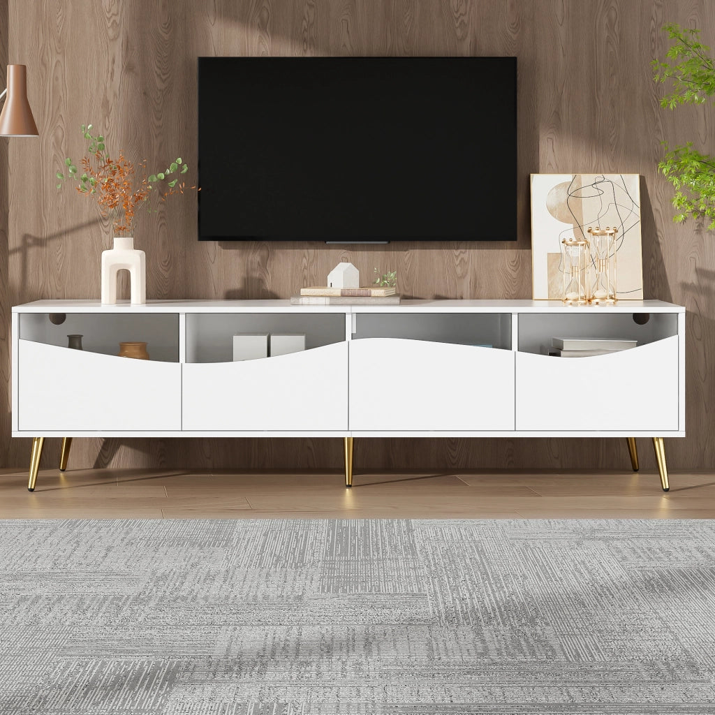 Cassettiera per TV bianca in MDF lunghezza 180 cm