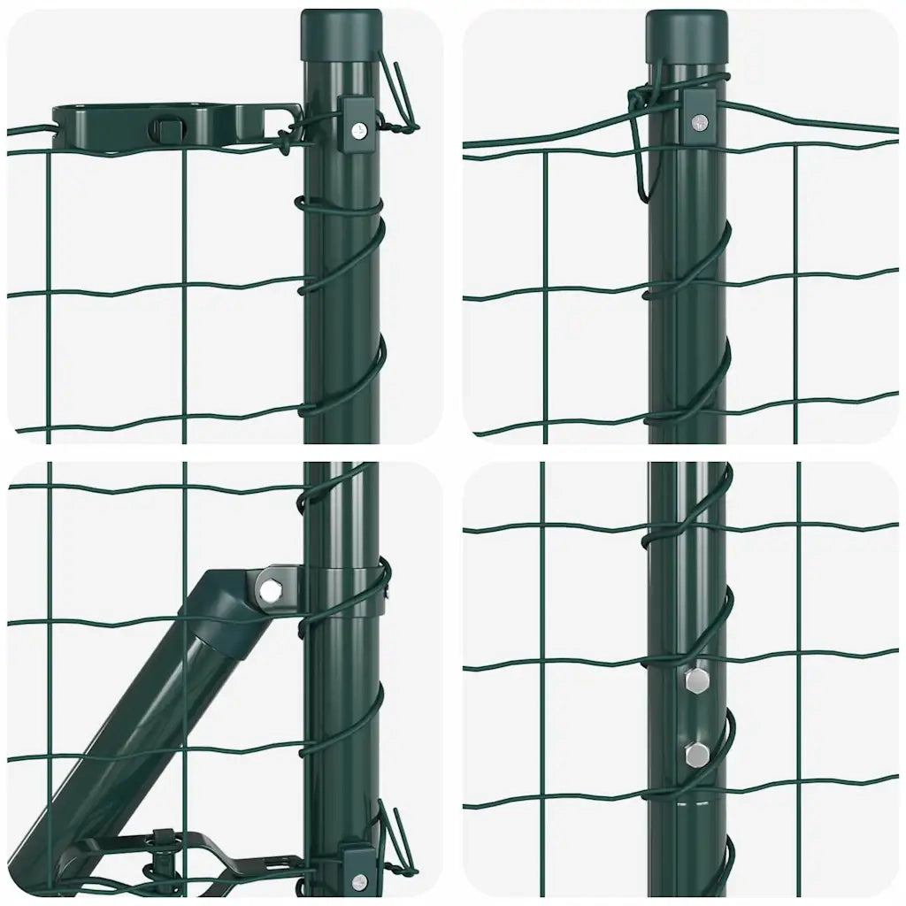 Recinzione da Giardino | Recinzione con pali. Verde 1.5 x 10 m Acciaio