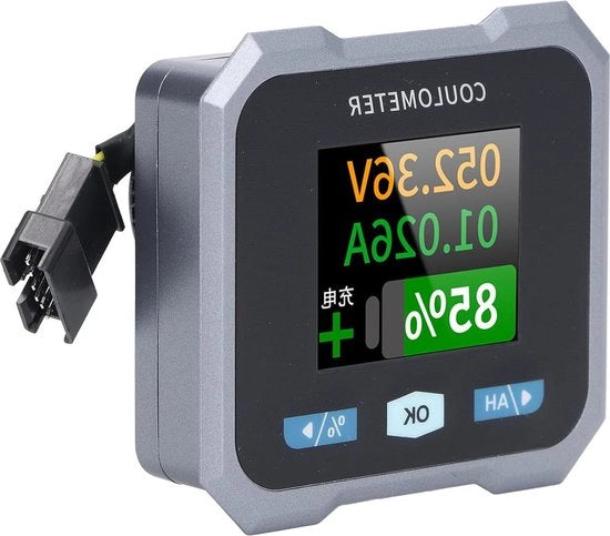 Monitor di Batteria 10-100V 0-100A - Percentuale di Capacità Tempo Potenza - Voltmetro Amperometro Shunt 18 Pollici - Schermo a Colori Bluetooth - Coulometro di Batteria - RV.