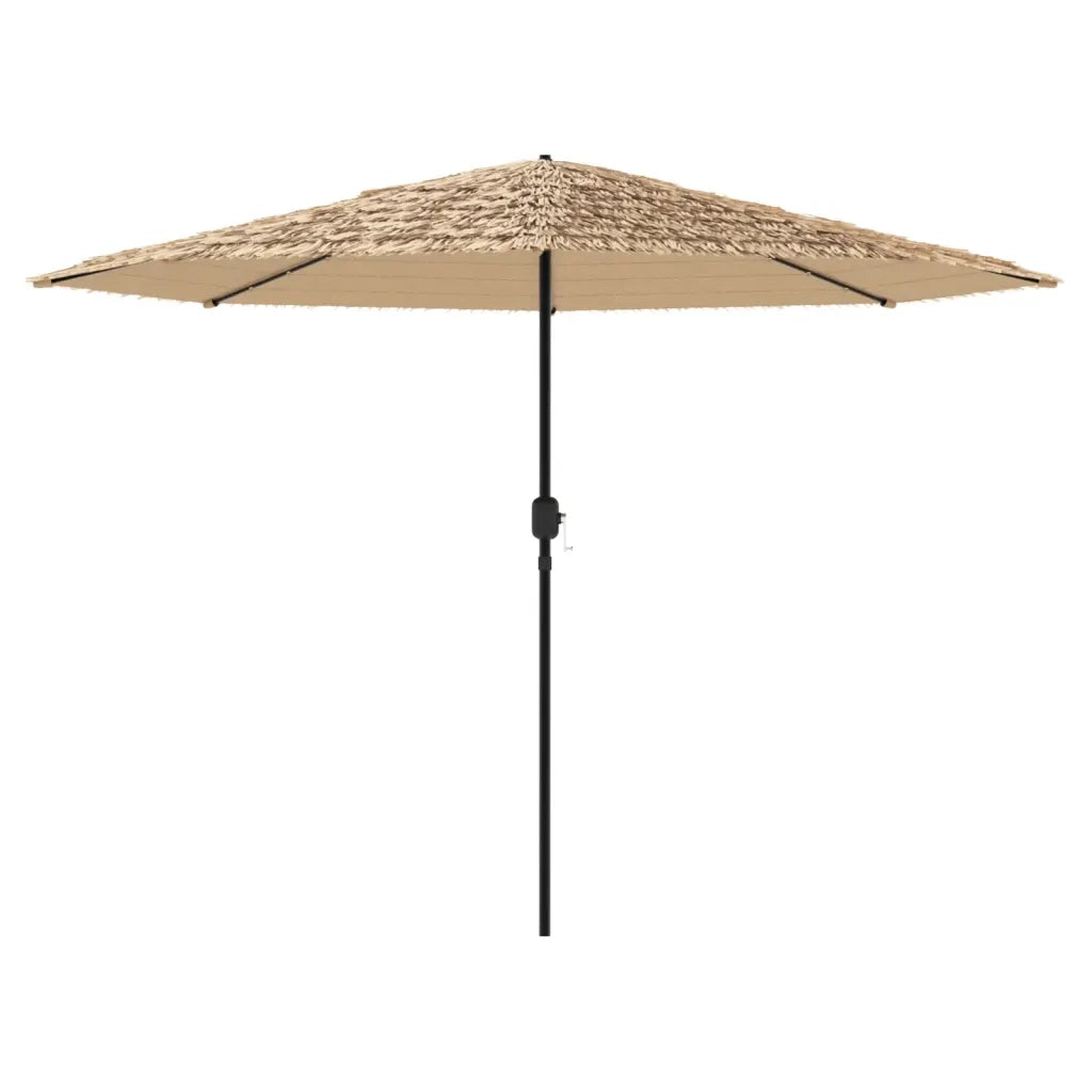Ombrellone Giardino LED-Ombrello da Balcone e Palo in Acciaio Marrone 324x324x247cm