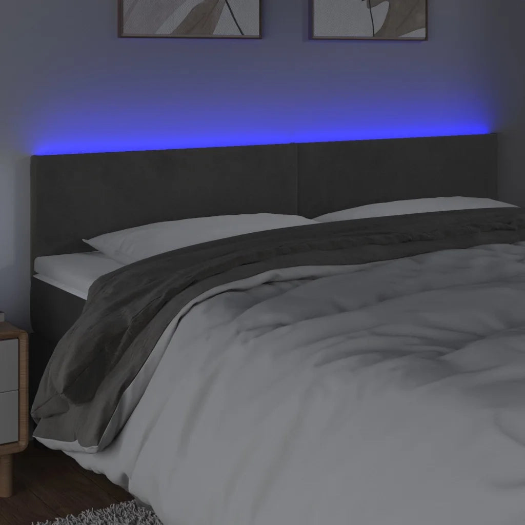 Testiera | Testata a LED Grigio Scuro 160x5x78/88 cm in Velluto