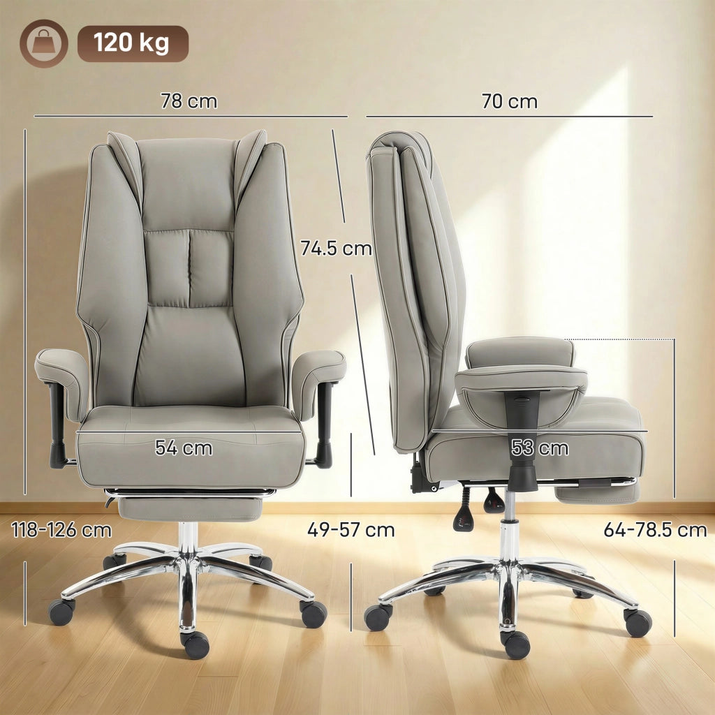 Sedia da Ufficio Ergonomica Reclinabile con Poggiapiedi ¨C Xylo ¨C Schienale Alto, Grigio Chiaro