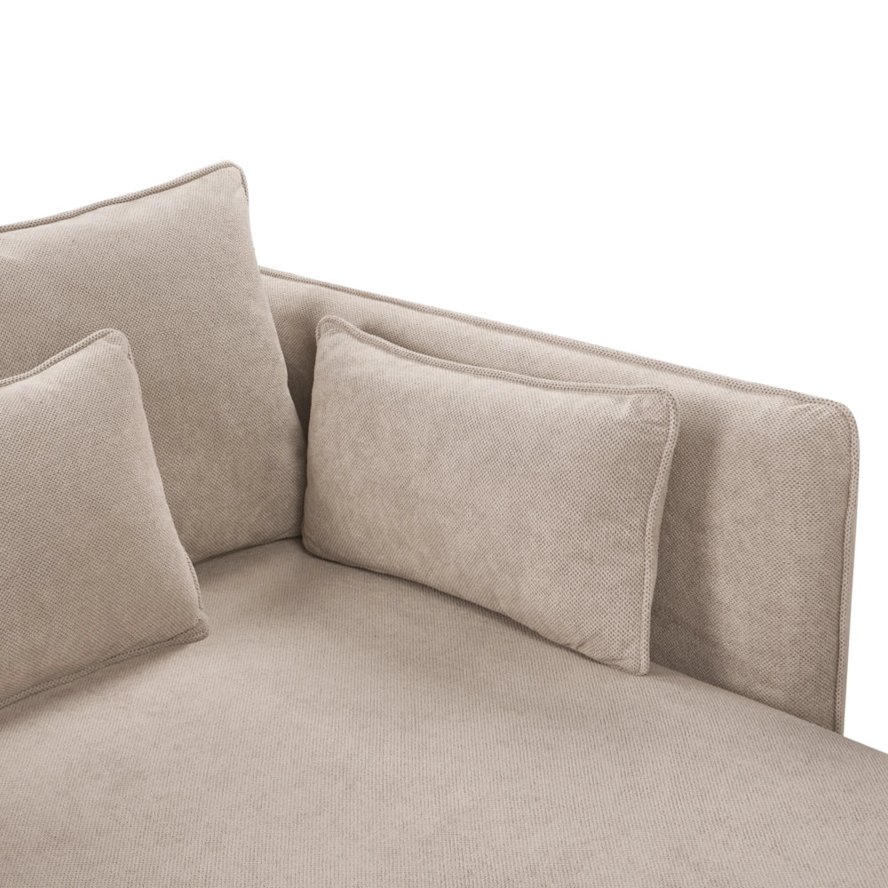 Chaise Lounge Grigio Tortora Poliestere Tessuto Imbottito Braccioli Cuscino Schienale Design Moderno Soggiorno Simmetrico