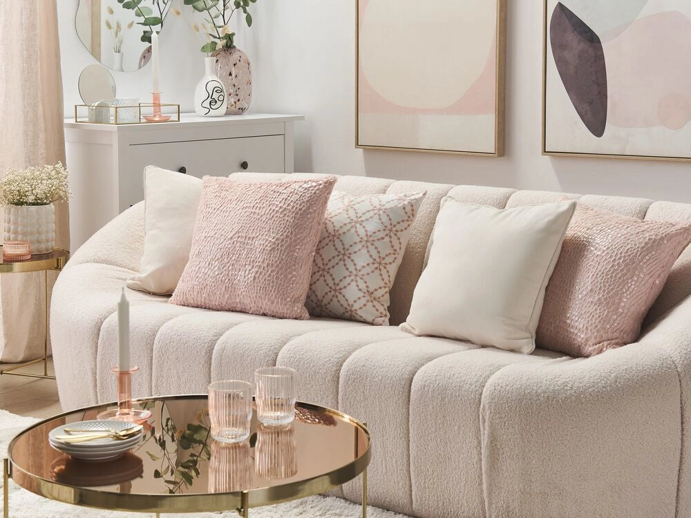 Set di 2 cuscini decorativi rosa effetto craquelè 45 x 45 cm Accessori arredo moderno glamour