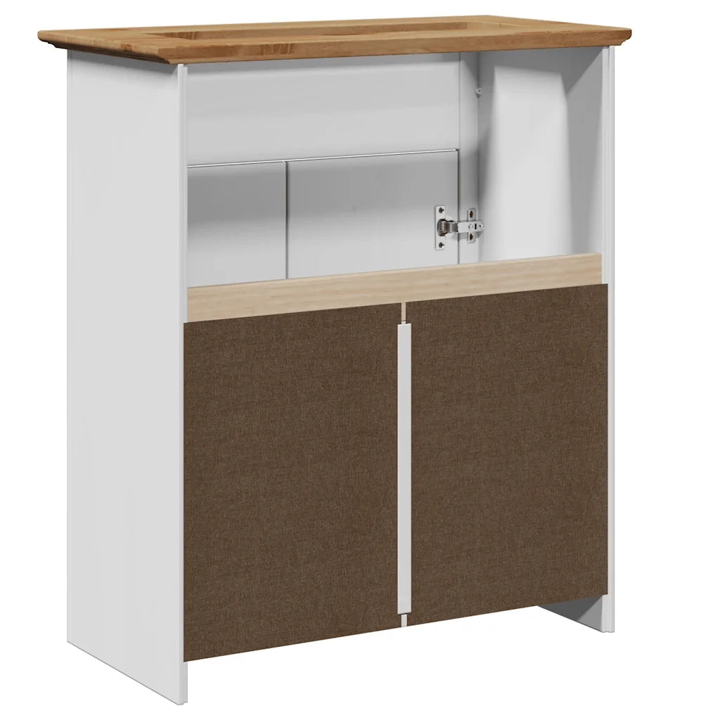 Mobile Lavabo da Bagno-Armadietto da bagno BODO Bianco e Marrone 70x35x80 cm