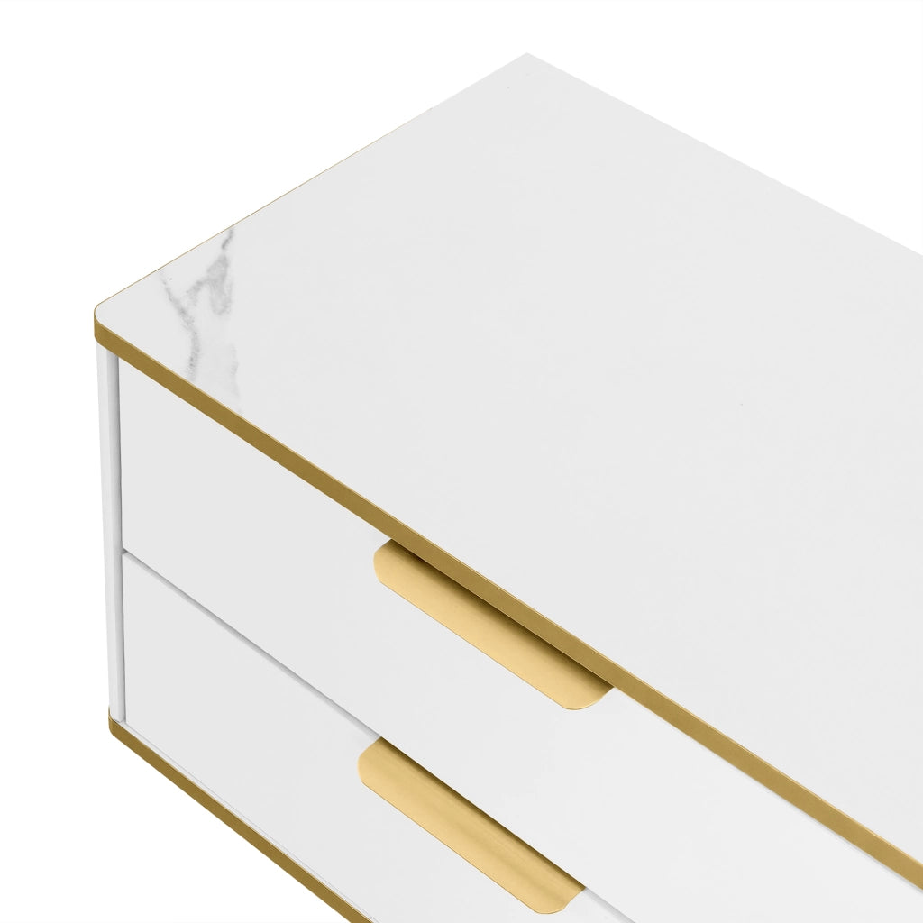 MOBILE TV Con 2 cassetti 170x37x45 cm Bianco e Oro
