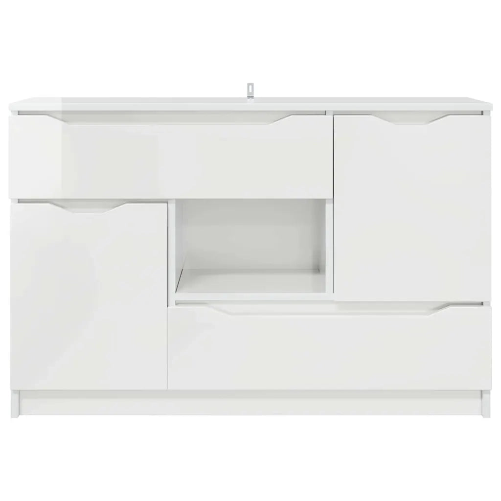 Credenza-Buffet-Armadio da cucina Bianco Lucido 100 x 30 x 65,6 Legno multistrato