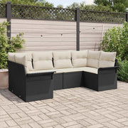 Set Divano da Giardino con cuscino 6 pcs Nero polyrattan 3345497