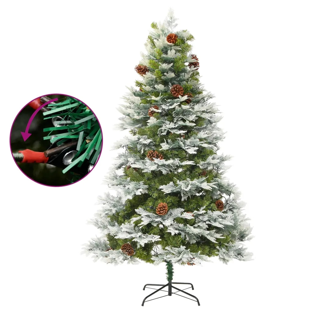 Albero di Natale Preilluminato con Pigne Verde 195 cm PVC e PE 344297