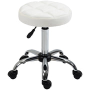 Sedia da ufficio Sgabello con ruote girevole regolabile in altezza con ruote in Similpelle Bianco Ø35.5 × 51-67 cm