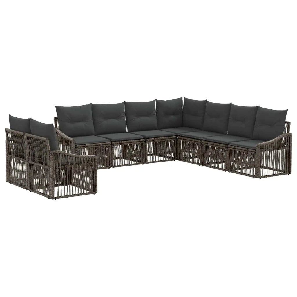 Set Divano da Giardino 9 pz Grigio polyrattan 3436046