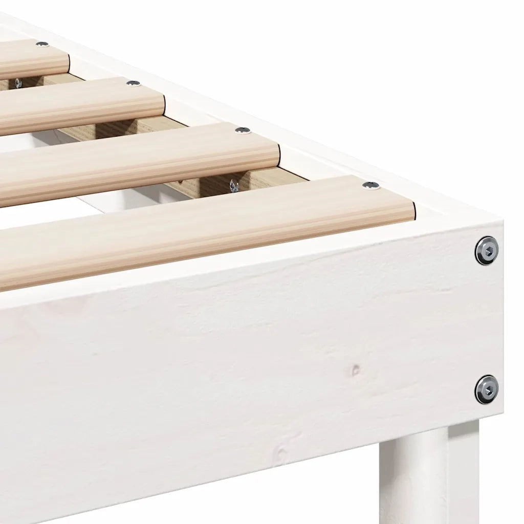 Letto singolo | Letto per adulti | Struttura del letto Bianco 100 x 220 cm Pino massello