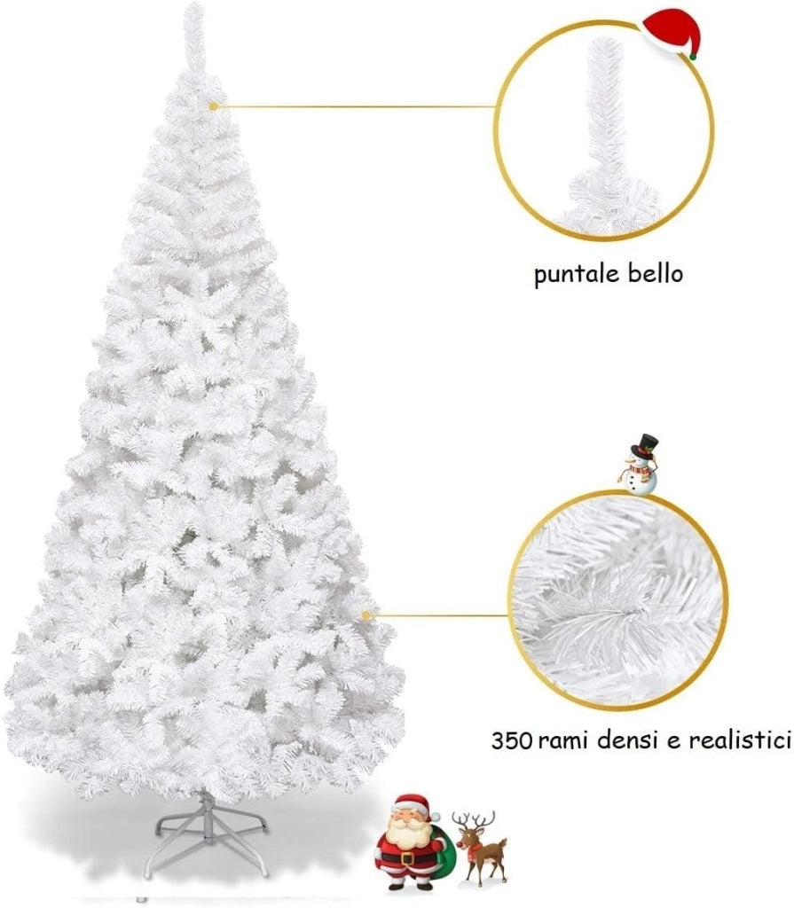 Albero di Natale 150 cm, Albero di Natale Bianco con 350 Rami in PVC e Supporto in Metallo, Albero di Natale Artificiale per Casa, Ufficio e Negozio (150 cm)