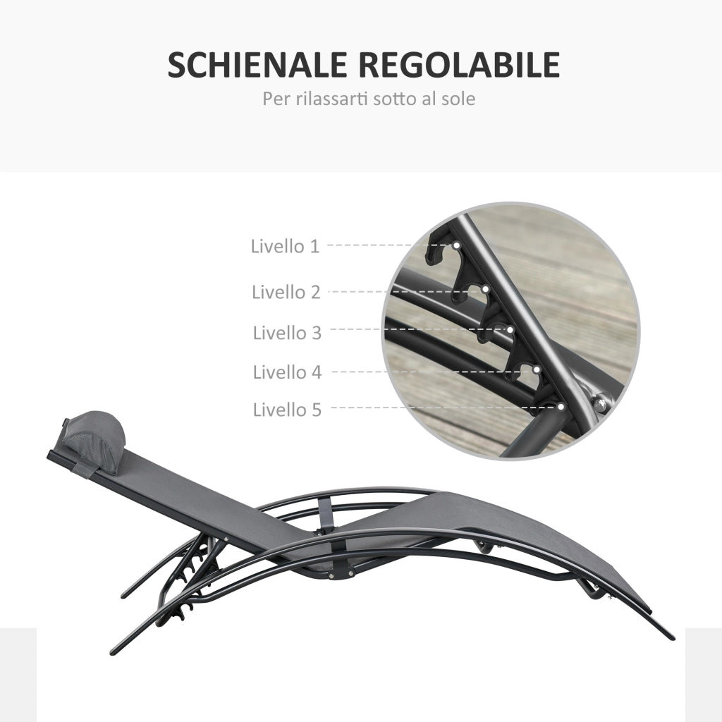 Sdraio da Giardino 5 Posizioni con Cuscino ¨C Minimal ¨C Alluminio Grigio