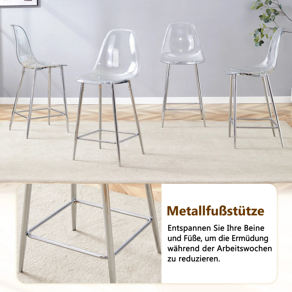 Set di 2 sgabelli da bar trasparenti con struttura in metallo argento/oro/nero, sedie dal design moderno per cucina, bar o sala da pranzo (solo sedie,