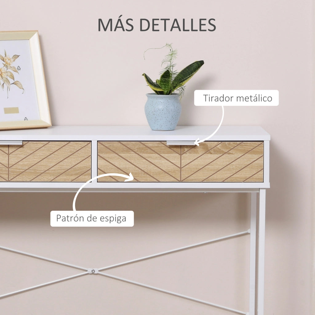 Tavolino da caff¨¨ con 2 cassetti ¨C zephmum ¨C bianco e rovere