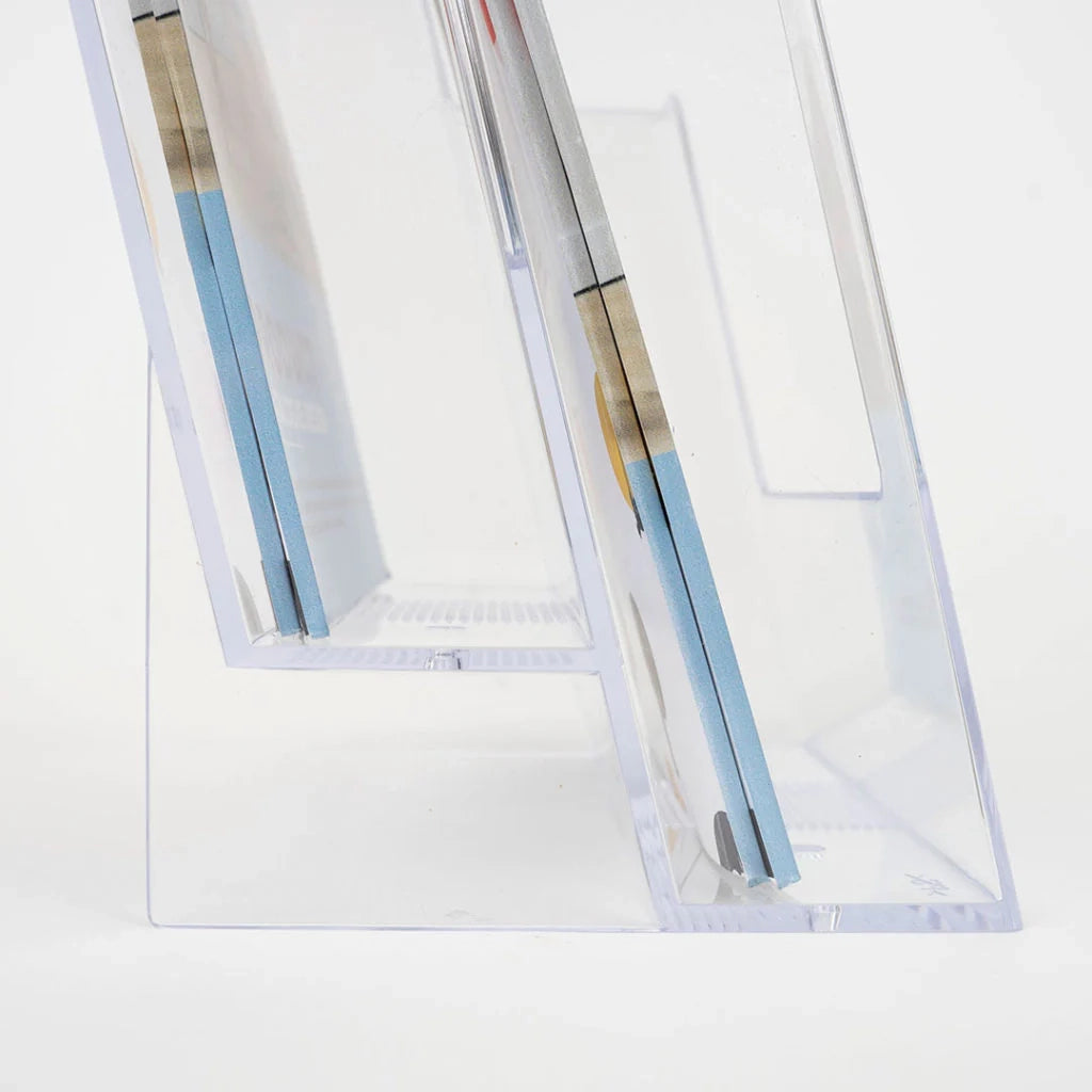 Porta depliant da banco in plexi 2 tasche A5