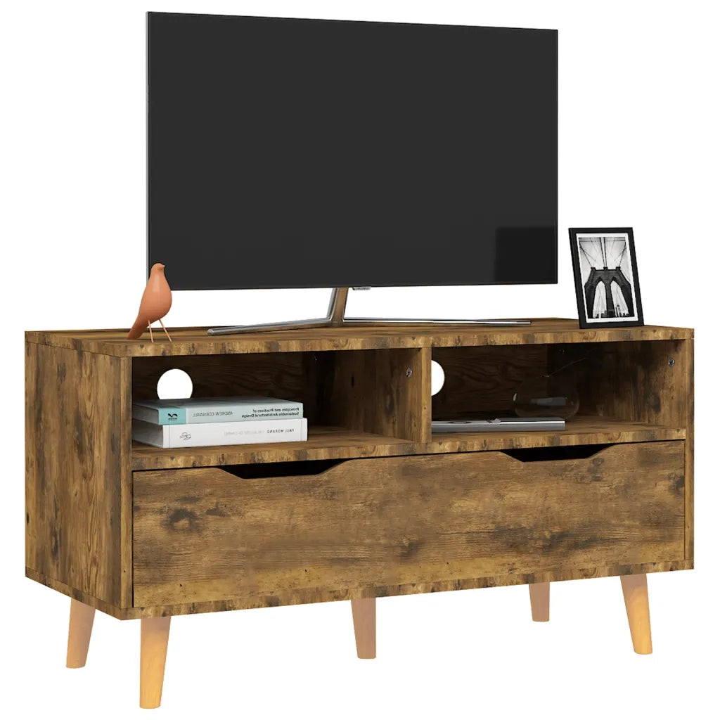 Mobile Porta TV Rovere Fumo 90x40x48,5 cm Legno Multistrato 326785
