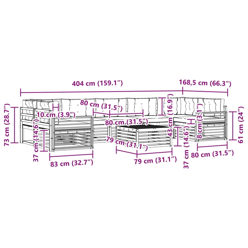 Set di divani da esterno 8 pcs Bianco e Antracite 3390217